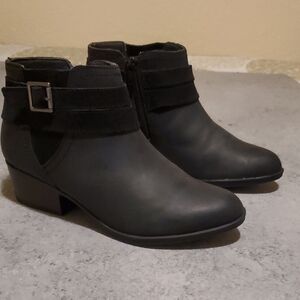 Clarks Black Ankle Booties with Buckle